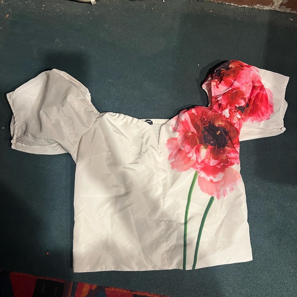 Express white floral off the shoulder blouse size large